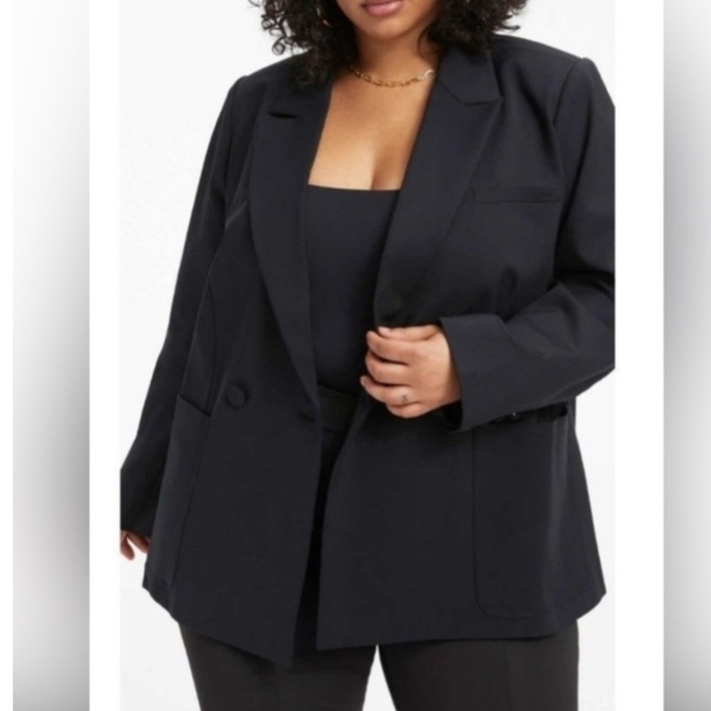 Good American Single Button Boss Blazer Jacket 2.0 AP2 Black Size 4 XL GJK0063NA